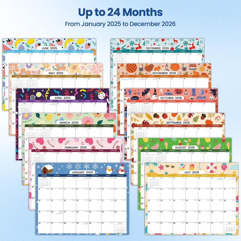 POIKSHARK 2025-2026 Magnetic Calendar for Refrigerator with 2 Pack Magnetic Note Pad for Fridge  2 Year from January 2025 to December 2026 with Seasonal Patterns  Aesthetic Magnet Wall Calendar - 11 ' '*8.5 ' ' - Image 5